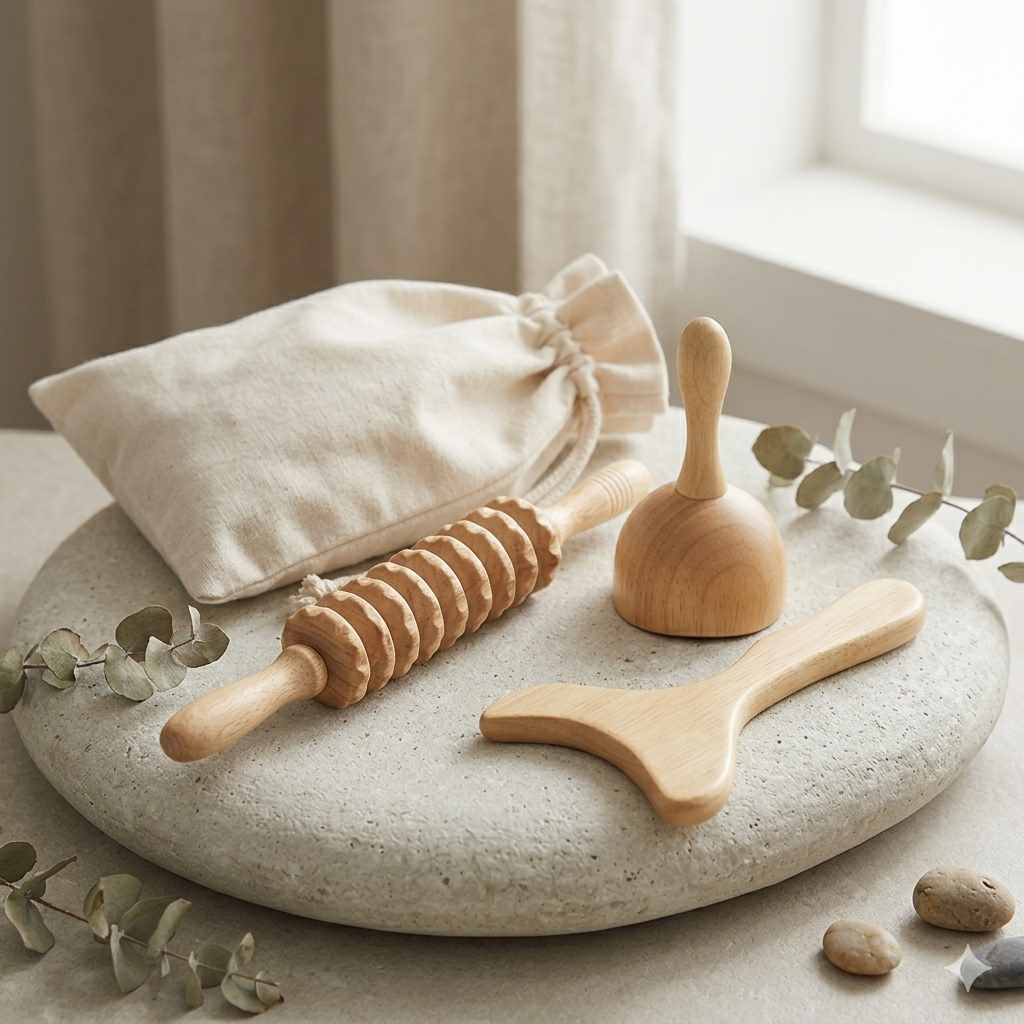 Img 2 : Outils maderoterapia en bois — massage anti-cellulite et drainage lymphatique
