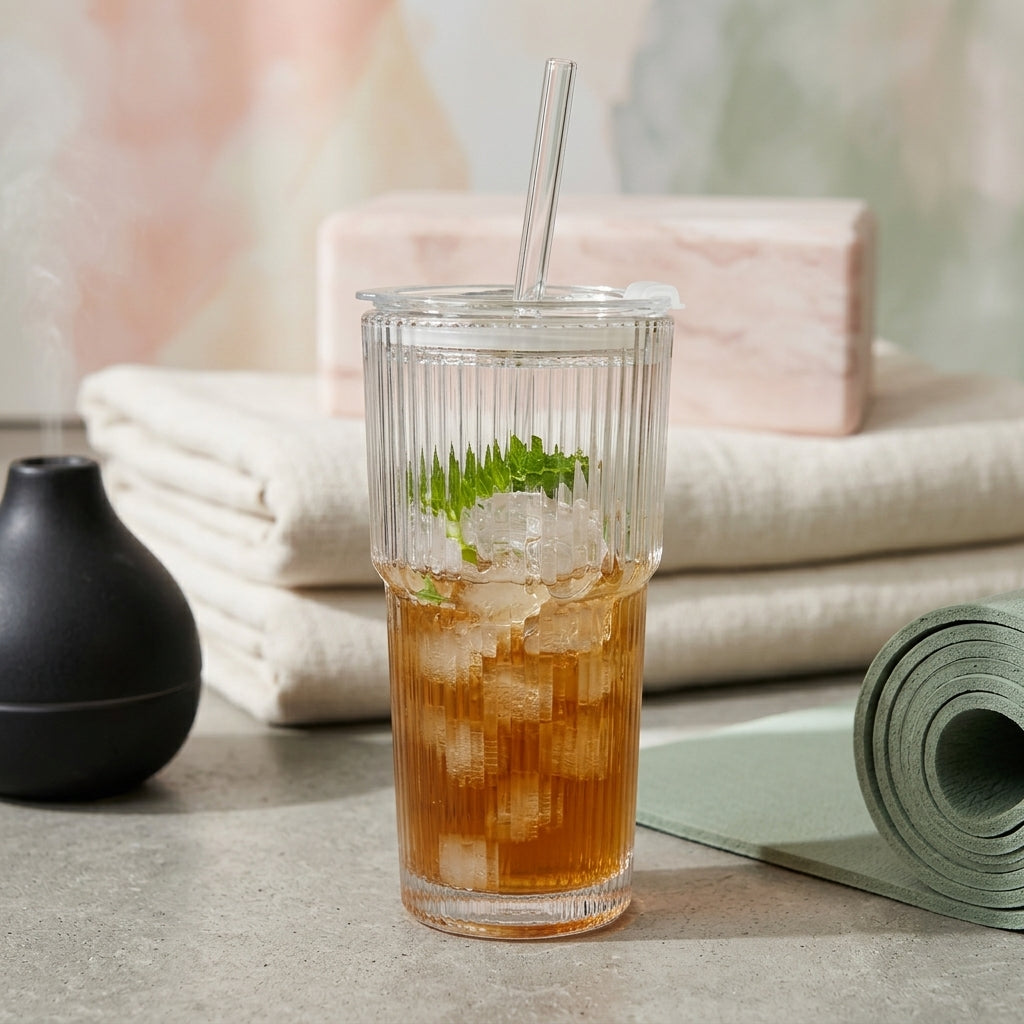 Img 3 : Gobelet 600ml sans BPA — routine matinale bien-être femme

