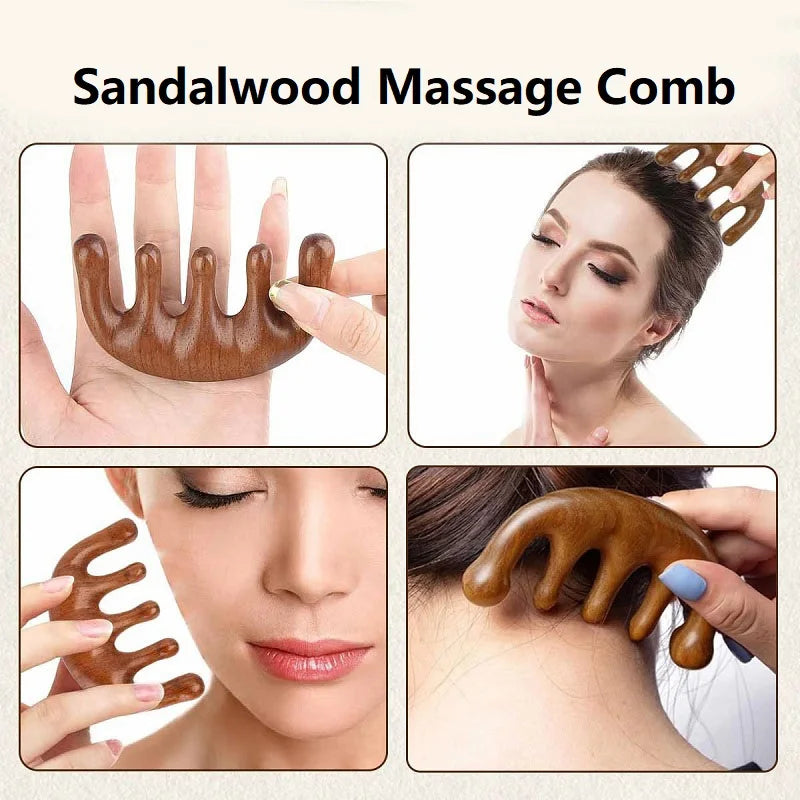 Masseur cuir chevelu en bois Essor Wellness - détail
