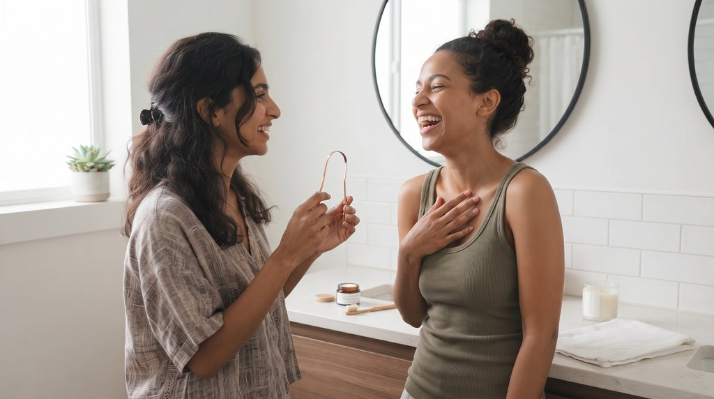 Grattoir à Langue en Cuivre Pur — Rituel Bucco-Dentaire