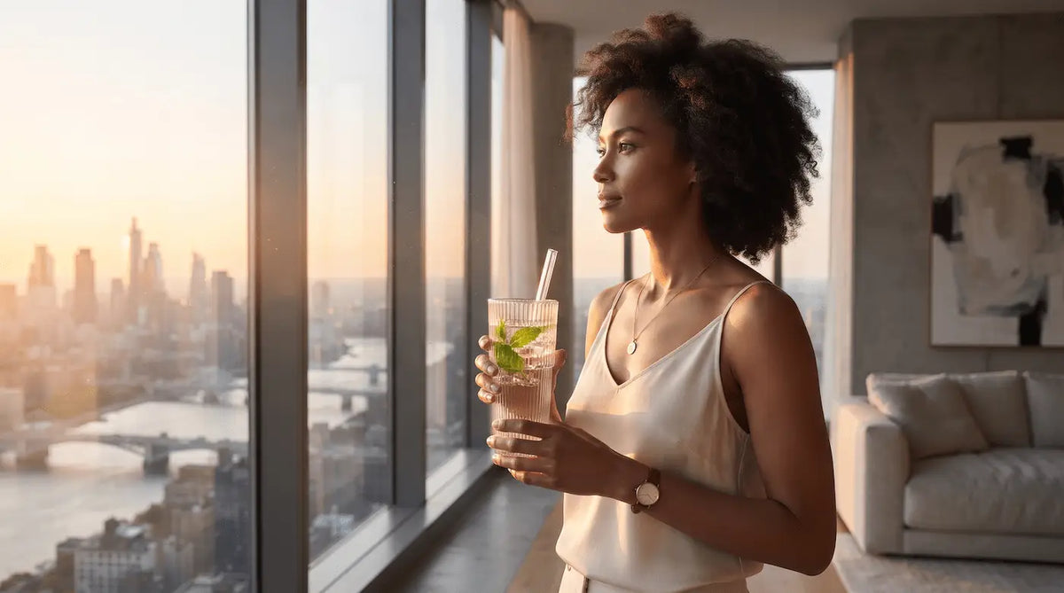 Gobelet en Verre Rayures 600ml - presentation du produit - Essor Wellness
