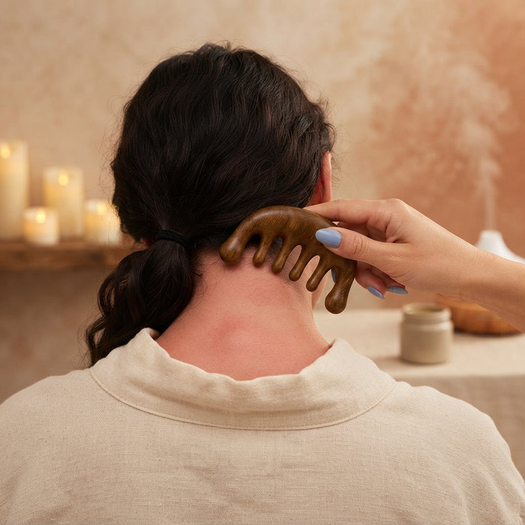 Masseur Cuir Chevelu en Bois — Rituel Circulation & Détente
