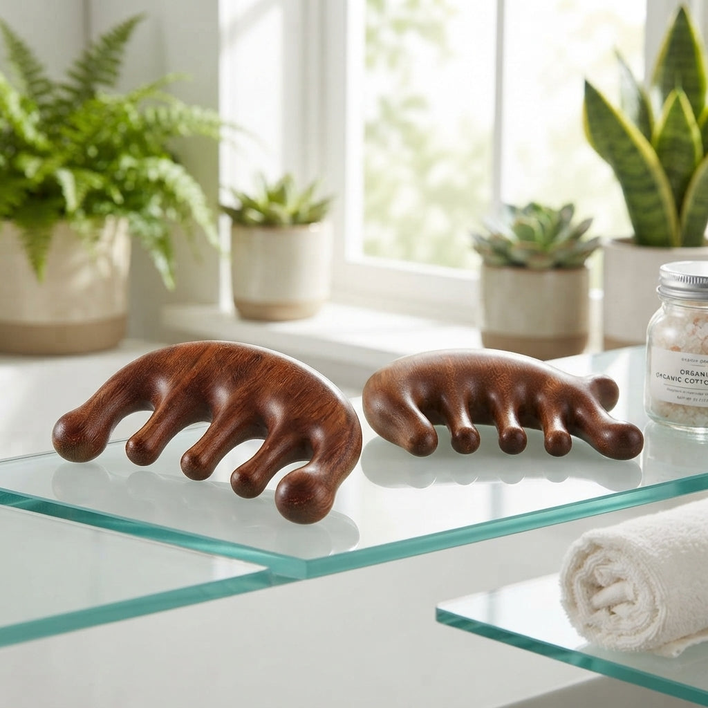 Masseur Cuir Chevelu en Bois — Rituel Circulation & Détente