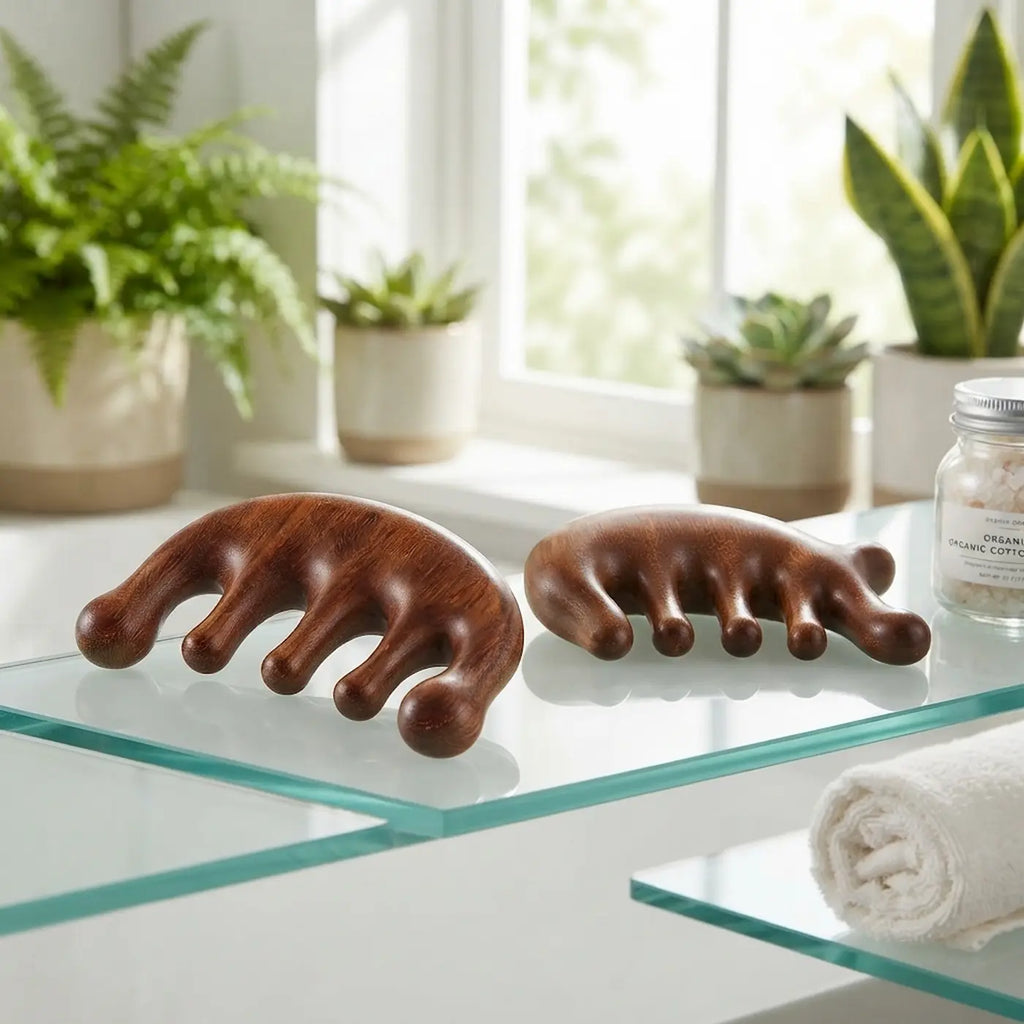 Masseur Cuir Chevelu en Bois : Rituel Circulation & Détente