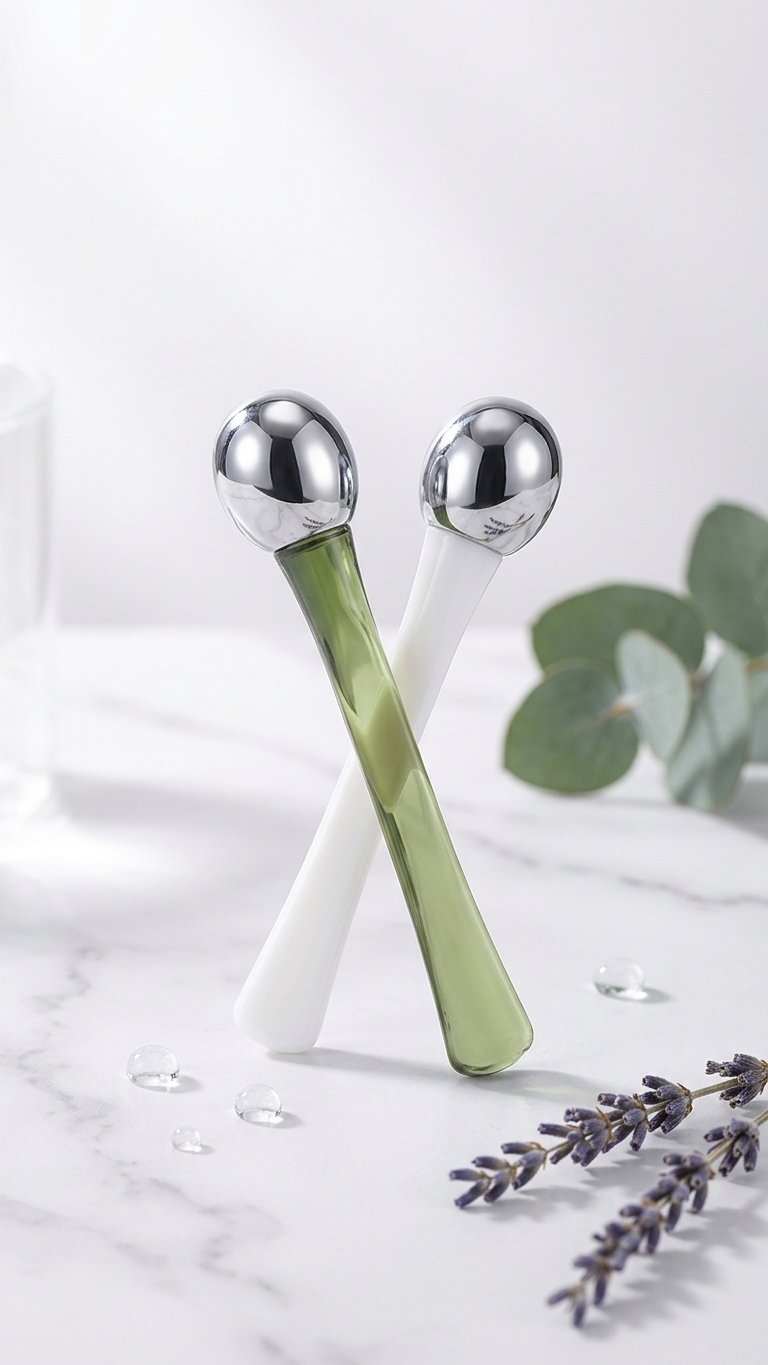 Duo de Rouleaux Masseurs Contour des Yeux en Métal — Anti-Poches & Fermeté