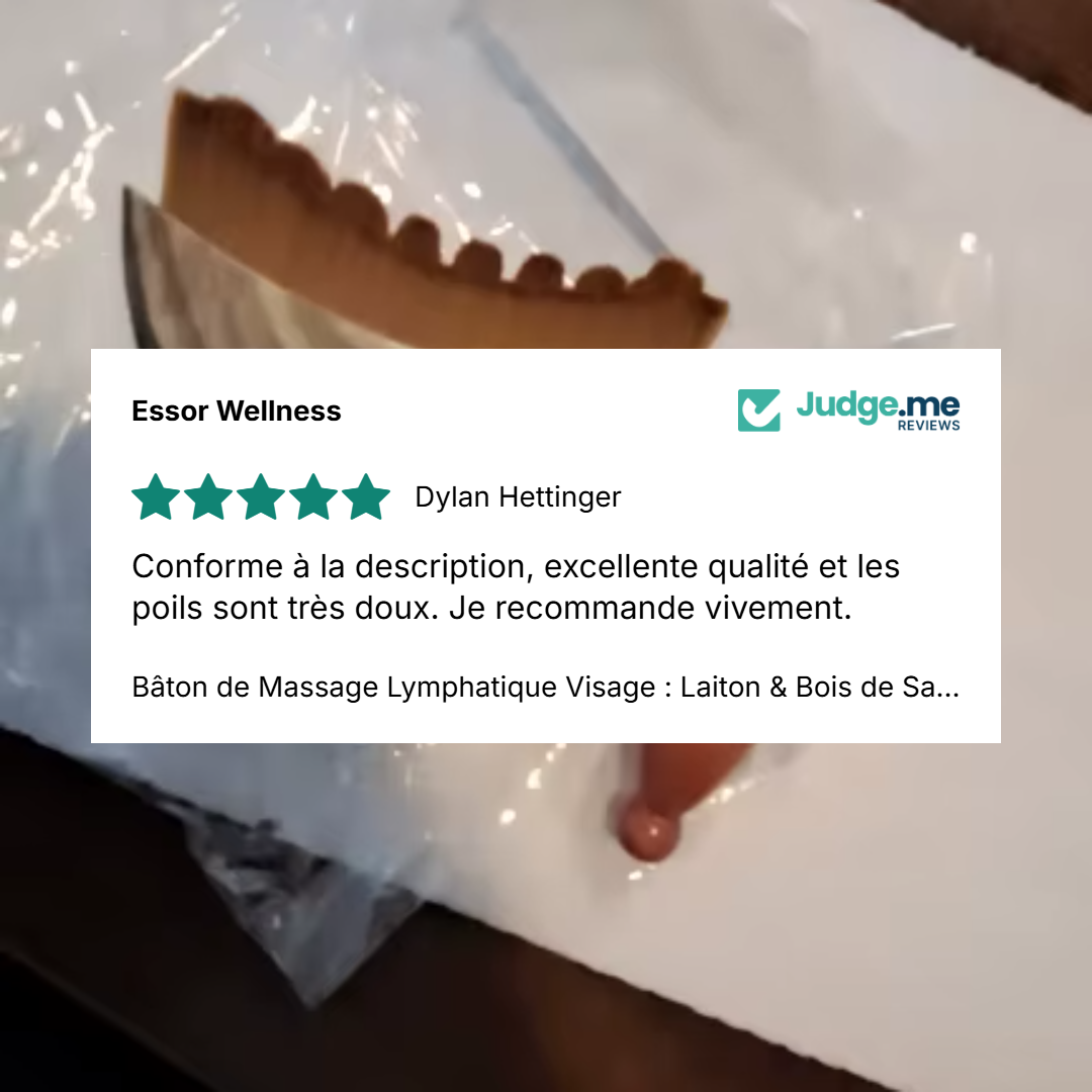 Bâton de Massage Lymphatique Visage : Laiton & Bois de Santal, Rituel Contour
