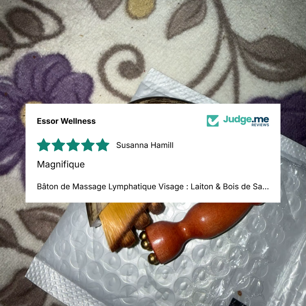 Bâton de Massage Lymphatique Visage : Laiton & Bois de Santal, Rituel Contour